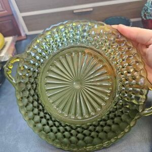 Indiana Glass avocado honey comb dish